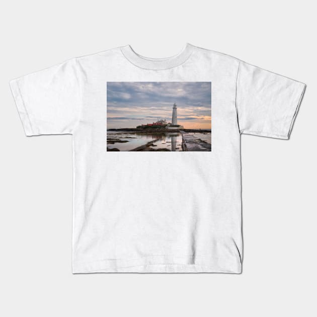 Quiet morning at St Mary's Island Kids T-Shirt by Violaman